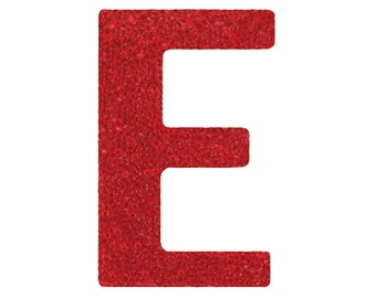 Red Rhinestone Small Block Iron-On Letter