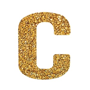 Gold Rhinestone Small Block Iron-On Letter