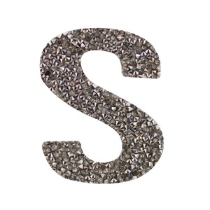 Gray Rhinestone Medium Block Iron-On Letter
