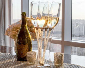 Sparkles Home Rhinestone 5-Piece Champagne Stem and Vase Set