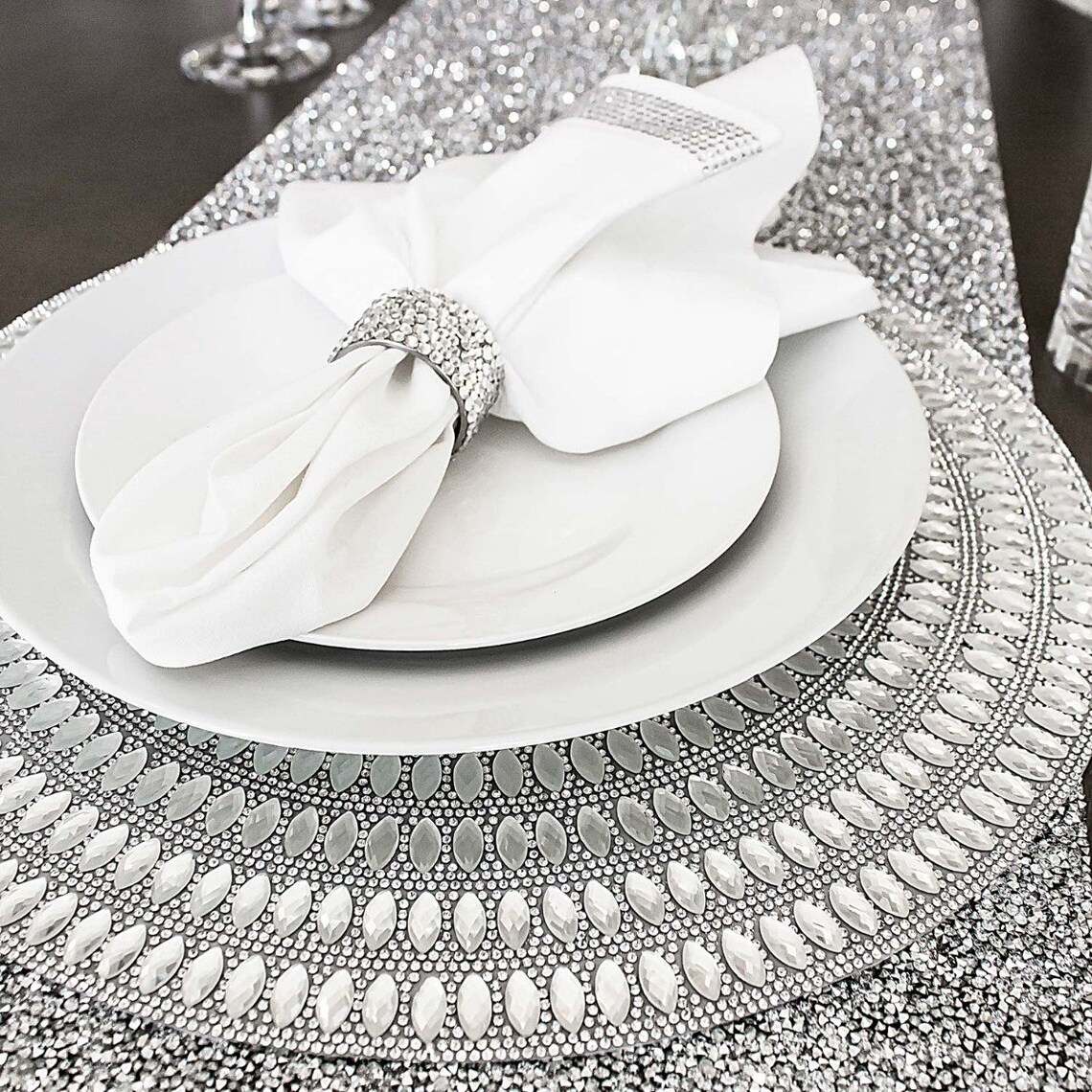 Sparkles Home Rhinestone Flower Placemat Etsy
