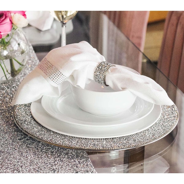 Assiette de présentation en strass lumineux Sparkles Home