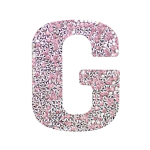 Pink Rhinestone Medium Block Iron-On Letter
