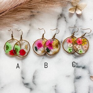 Dried flower Earrings, Boho flower earring, Boho bridesmaid image 2