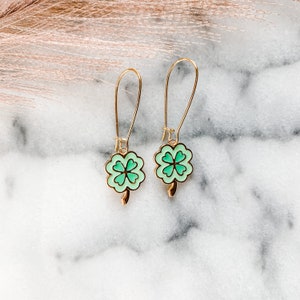 Enamel 4 Leaf Clover Earring, St Patrick’s Day Jewelry
