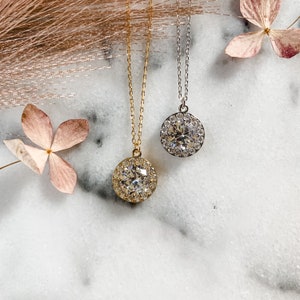 CZ Necklace, Round Cubic Zirconia Bridesmaid Necklace, Circle CZ Necklace, Bridesmaid Gift, Classic Bridal Necklace