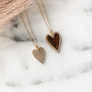CZ Heart Necklace, Gold Heart Necklace