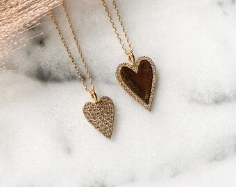 Cubic Zirconia Gold Heart Necklace