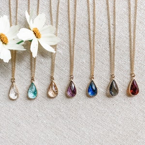 Teardrop Bridesmaid Necklace, Minimalist Bridesmaids Gifts, Bridal Party Jewelry