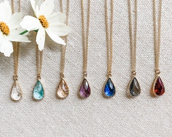 Teardrop Bridesmaid Necklace, Minimalist Bridesmaids Gifts, Bridal Party Jewelry