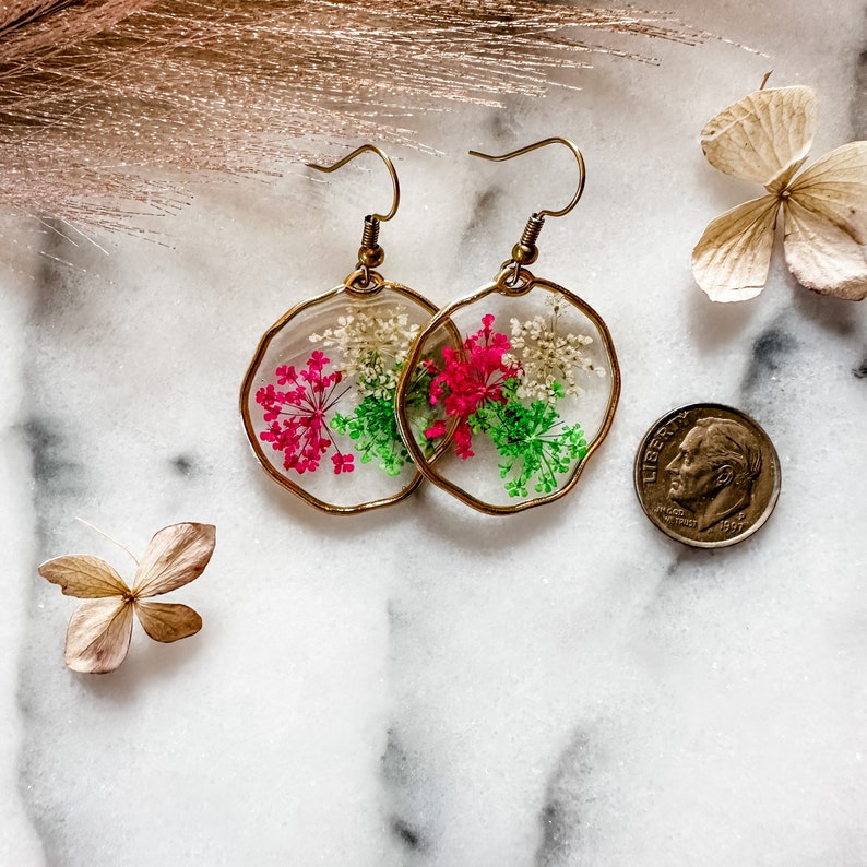 Dried flower Earrings, Boho flower earring, Boho bridesmaid image 4