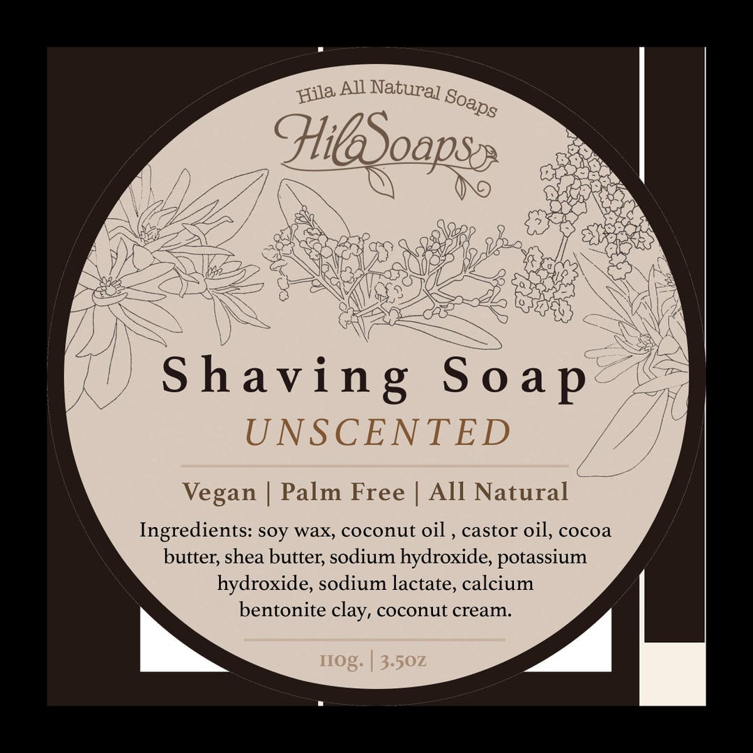 Shaving Soap Unscented, Vegan Shaving Soap, Palm Free Shaving Soap, All Natural Shaving Soap