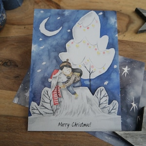 Christmas Hug - 3er-Set Postkarten - Von meinem original Aquarell, mit Liebe gemacht!
