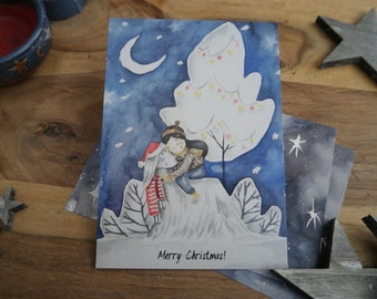 Christmas Hug - Set of 3 postcards - From my original watercolour art, made with love!