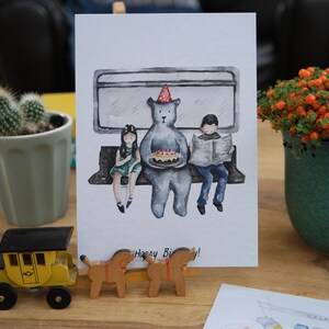 Cartes postales d’anniversaire Ours x 3 - De mon aquarelle originale