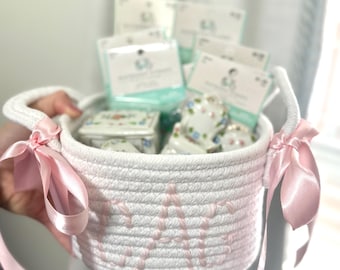 Small Personalized Rope Basket – Hand Stitched Initials | Mini Storage | Gift Basket | Easter or Valentine Basket