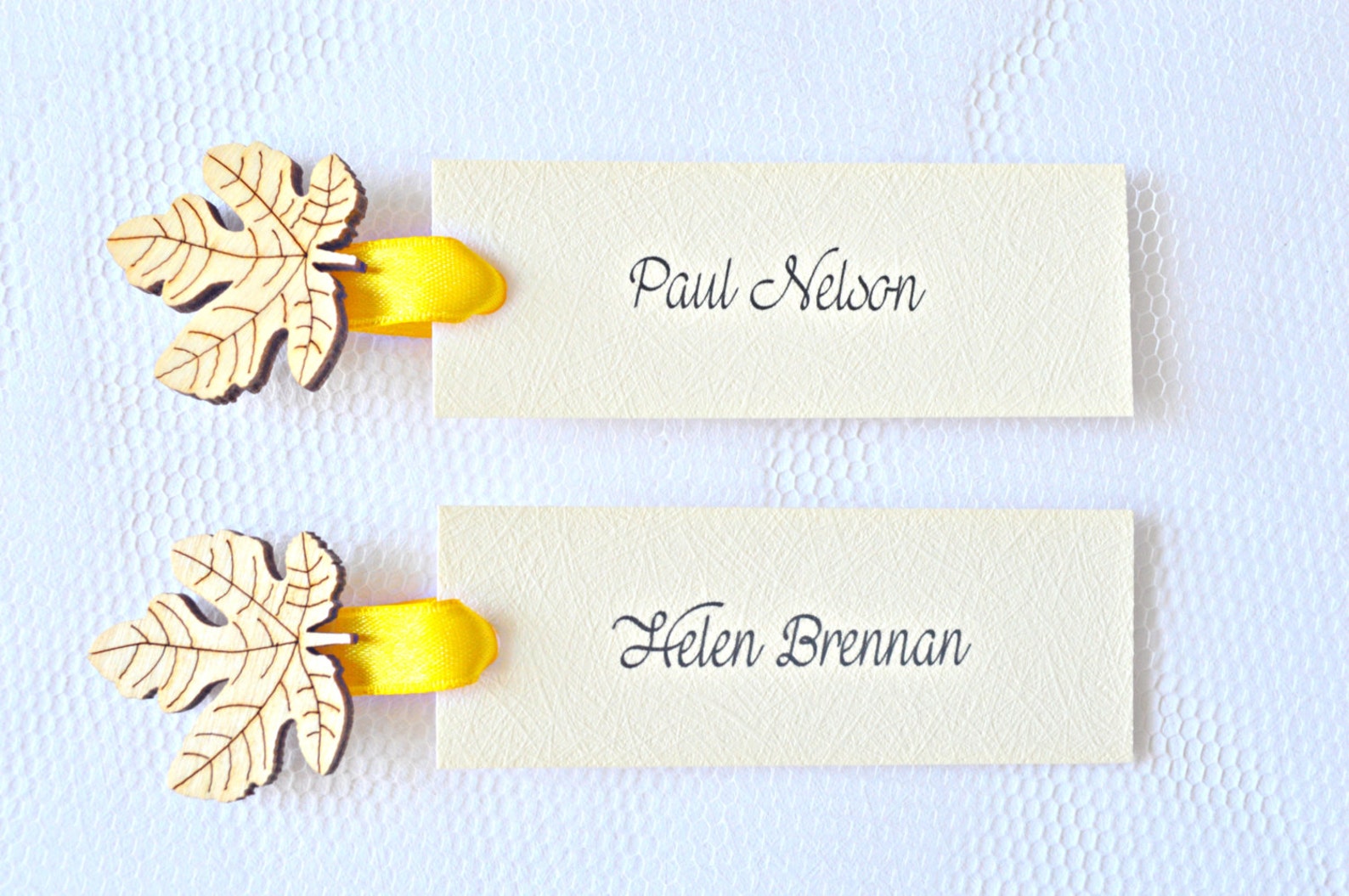 Name Tags With Wooden Leaf Fall Name Tags Yellow Name Tags Etsy