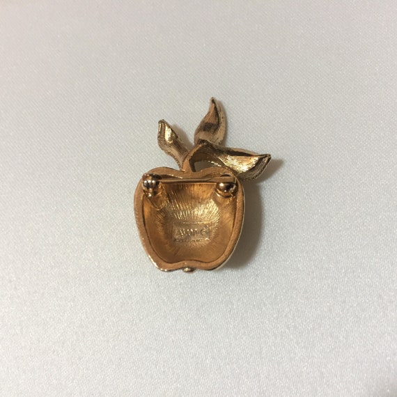 Apple Signed AVON Textured Gold Tone Circa 1974 V… - image 5