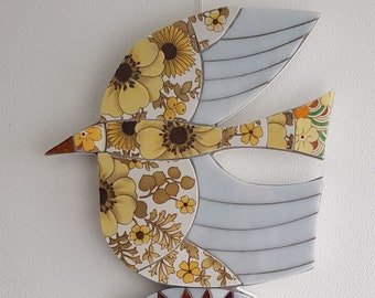 Mosaic bird and flower wall hanging / wall art