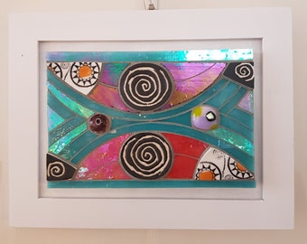 Twin fishes mosaic wall art