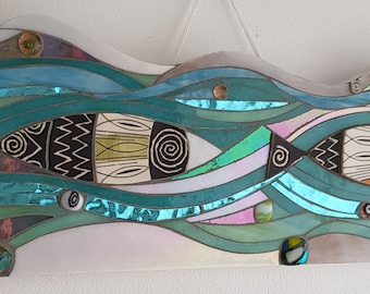 Under the sea stained glass fish wall hanging