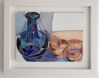 Mosaic still life and original watercolour painting