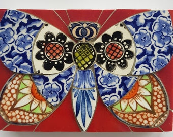 Mosaic butterfly wall hanging