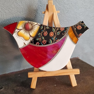 Winterliche Volkskunst Mosaikvogel / Wandkunst