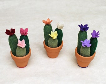 Felt Cactus - Colorful Flowers Cute Stuffed Fake Plant Decor