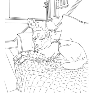 Katze Hund Malseite, Heimarbeit, Lehrer Geschenk, digital, printable