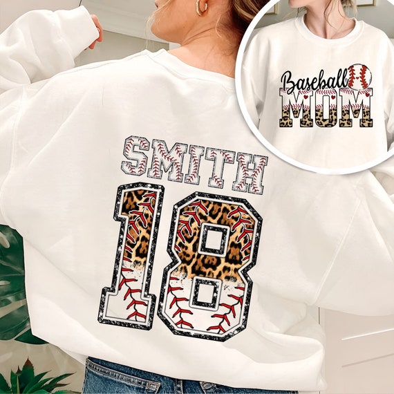 Custom Baseball Mom Shirt with Kid Name and Number