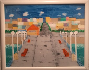 Manhattan Beach Pier East: 16 x 20"  semi-abstract palette-knife oil on acrylic panels