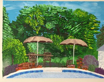 Breast Stroke: 12 x 16" palette-knife oil painting on 1/2" framed canvas