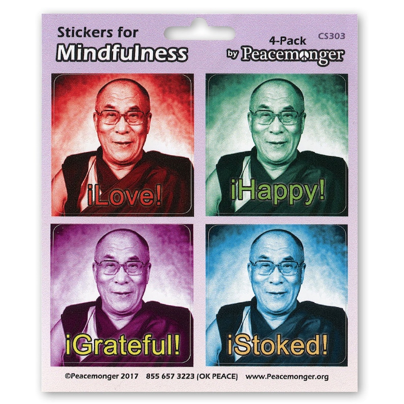 OR MAGNET Happy Love Dalai Lama Stoked Color Mini Sticker Buddhism Tibet Monk Positive Happy Quote Color Sticker Grateful CS303