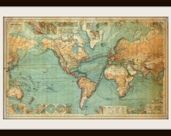 vintage world map etsy