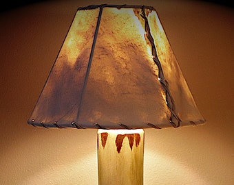 Set of 2, The Little Sawtooth Mountain Log Table Lamp w/12" Rawhide Shade