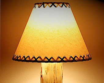 The Little Sawtooth Mountain Log Table Lamp with a 12" Parchment Shade