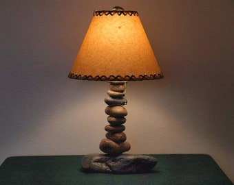 The Clearwater Tall Stone Lamp with a 12" Parchment Shade