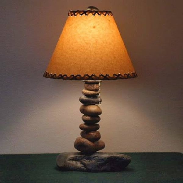 The Clearwater Tall Stone Lamp with a 12" Parchment Shade