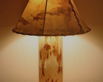 Rustic Table Lamp – Sawtooth Mountain Style – Handmade in Idaho USA – Rawhide Shade