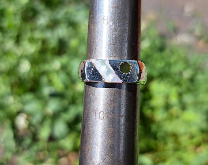 Abalone and Big Sur Jade ~~ Inlay Ring