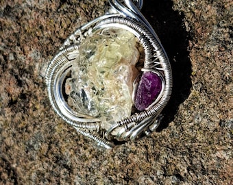 UV Reactive Hyalite Opal Wire Wrapped Pendant