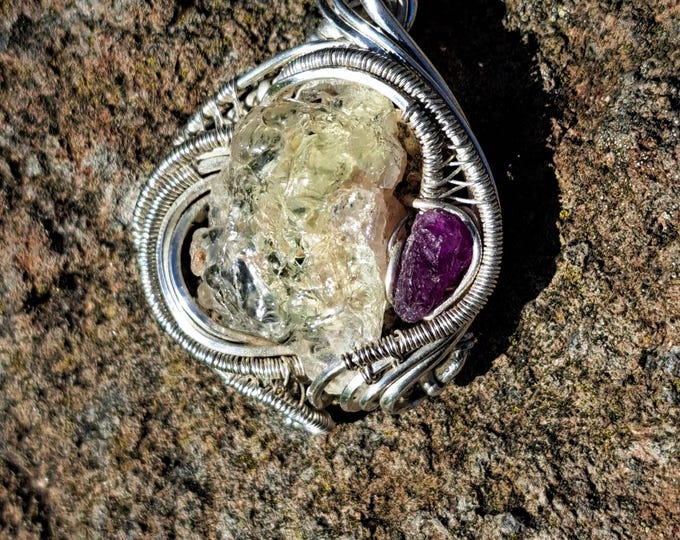 UV Reactive Hyalite Opal Wire Wrapped Pendant