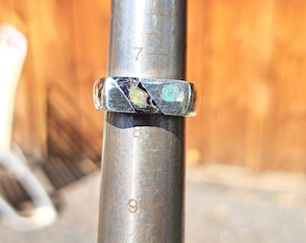 Blue goldstone, Ethiopian Opal and Turquoise ~~ Inlay Ring