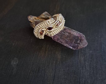 Triple Garnet Sterling Silver Wirewrapped  Ring