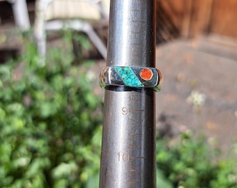 Turquoise an coral~~ Inlay Ring