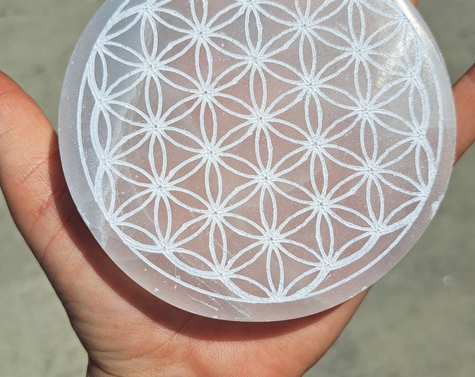 4" Celenite Disk ~~ Flower of Life