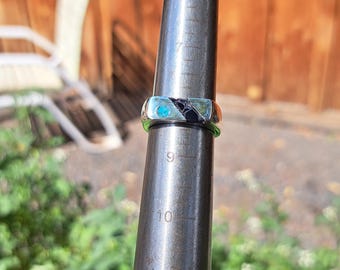 Blue goldstone and Turquoise ~~ Inlay Ring