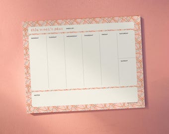 Retro Squiggle Weekly Desk Planner: 40-Sheet Tear-Off Notepad