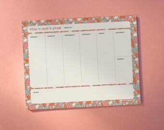 Retro Terrazzo Weekly Desk Planner: 40-Sheet Tear-Off Notepad